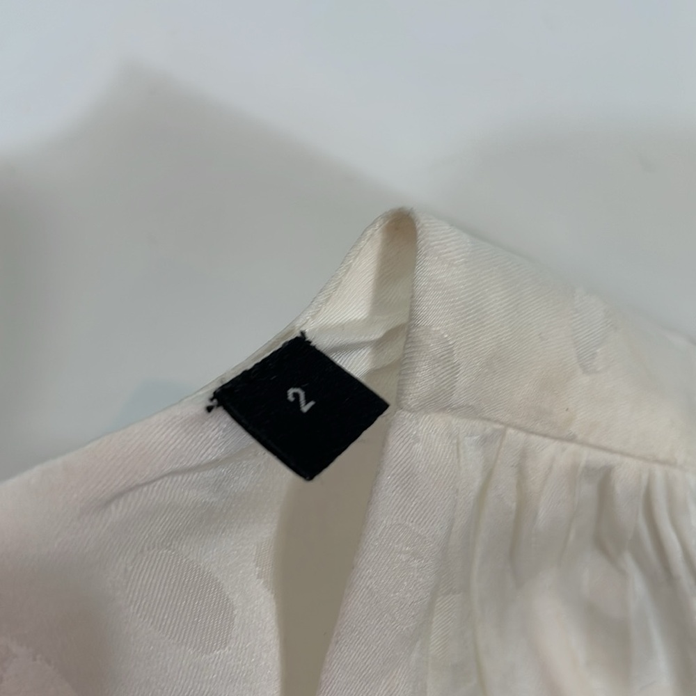 The Kooples Paris Blouse Top Size 2 Cream Dot Print Covered Buttons - Picture 5 of 11
